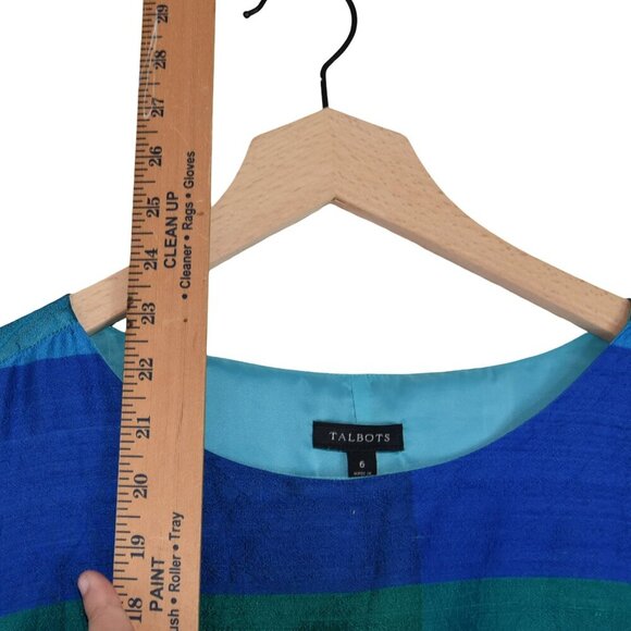 Talbots 100% Silk Tank Top 6 Jewel Tone Colorblock Preppy Mod Blouse - Picture 8 of 8